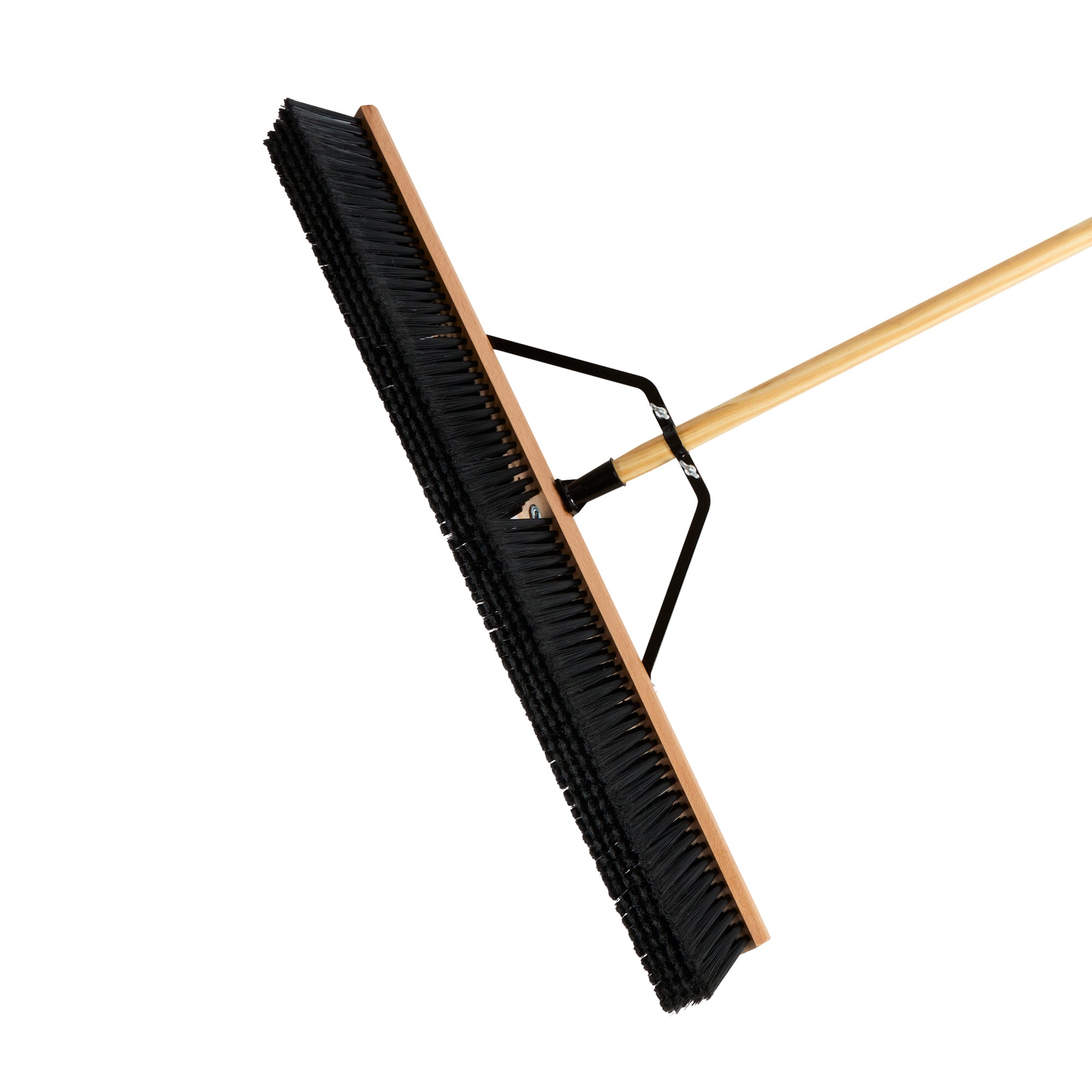 Clean Tek Professional 36" Contractor / Push Broom - with Fine Flagged Bristles, 60" Wood Handle - 1 count box