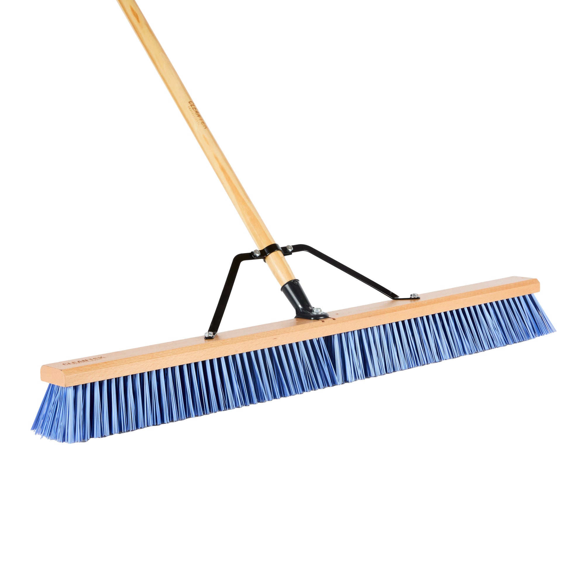Clean Tek Professional 36" Contractor / Push Broom - with Heavy Flagged Bristles, 60" Wood Handle - 1 count box