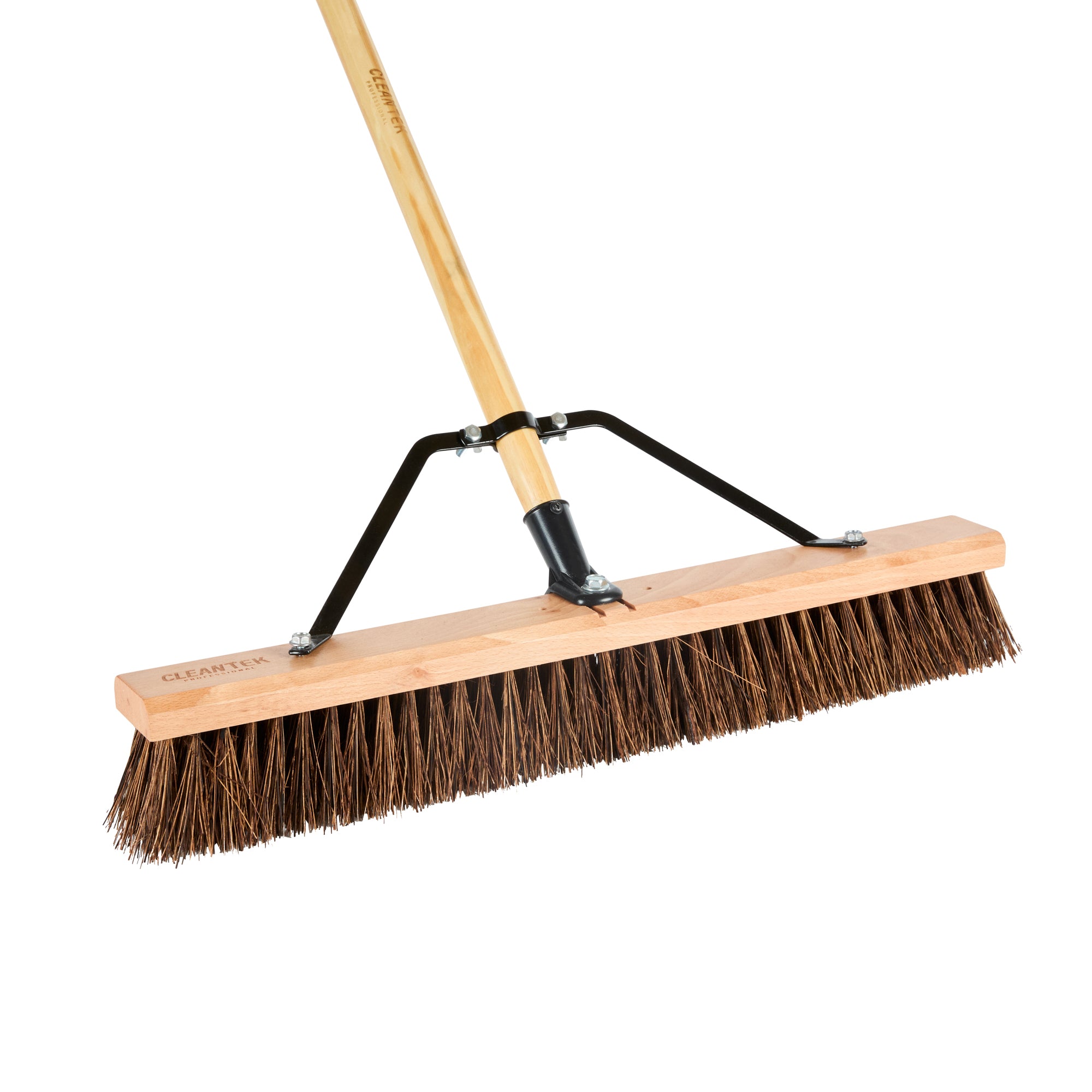 Clean Tek Professional 24" Garage / Push Broom - with Palmyra Unflagged Bristles, 60" Wood Handle - 1 count box