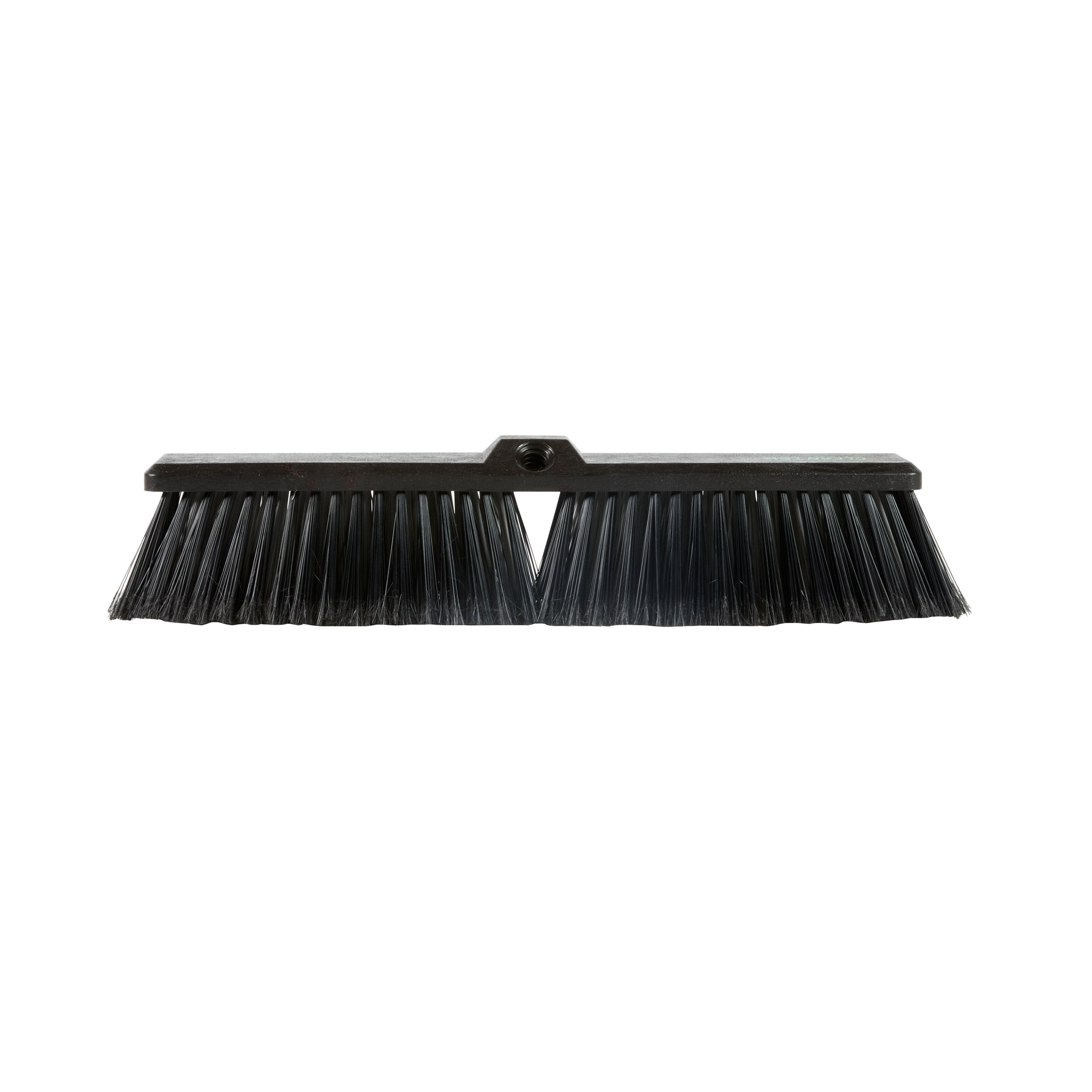 Clean Tek Professional 17 1/4" Black Plastic Push Broom Head - with Medium Flagged Bristles - 1 count box