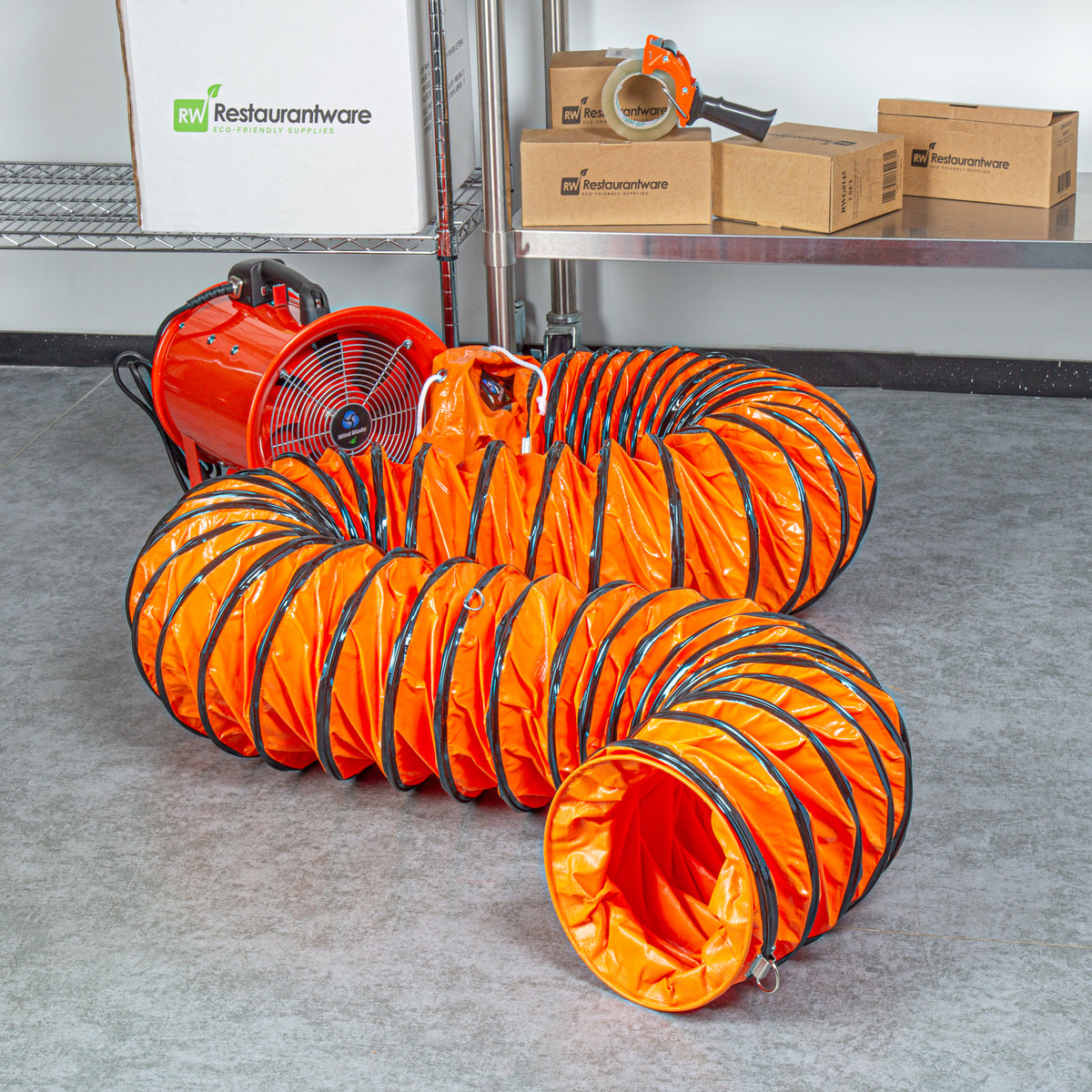 Wind Blade Orange PVC Ventilation Duct Hose - For 10" Ventilator Fan, Insulated, Extra Flexible - 9 3/4" x 25' - 1 count box