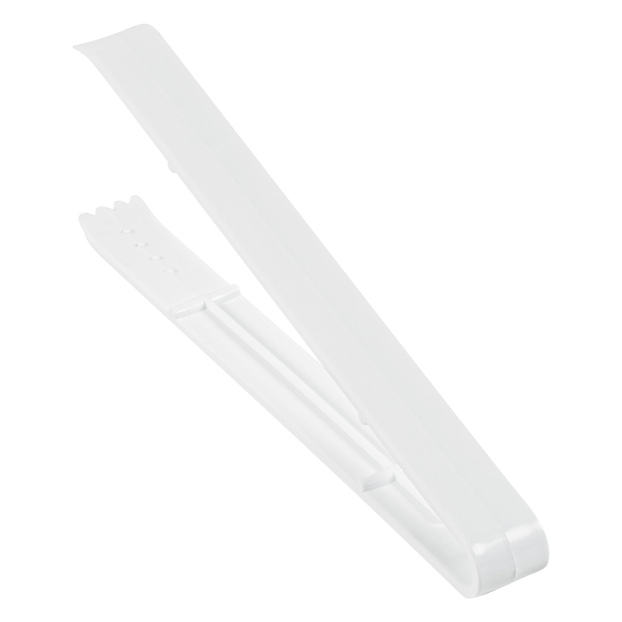 Cater Tek White Plastic Tongs - Serrated, Heavy Duty - 9" - 10 count box