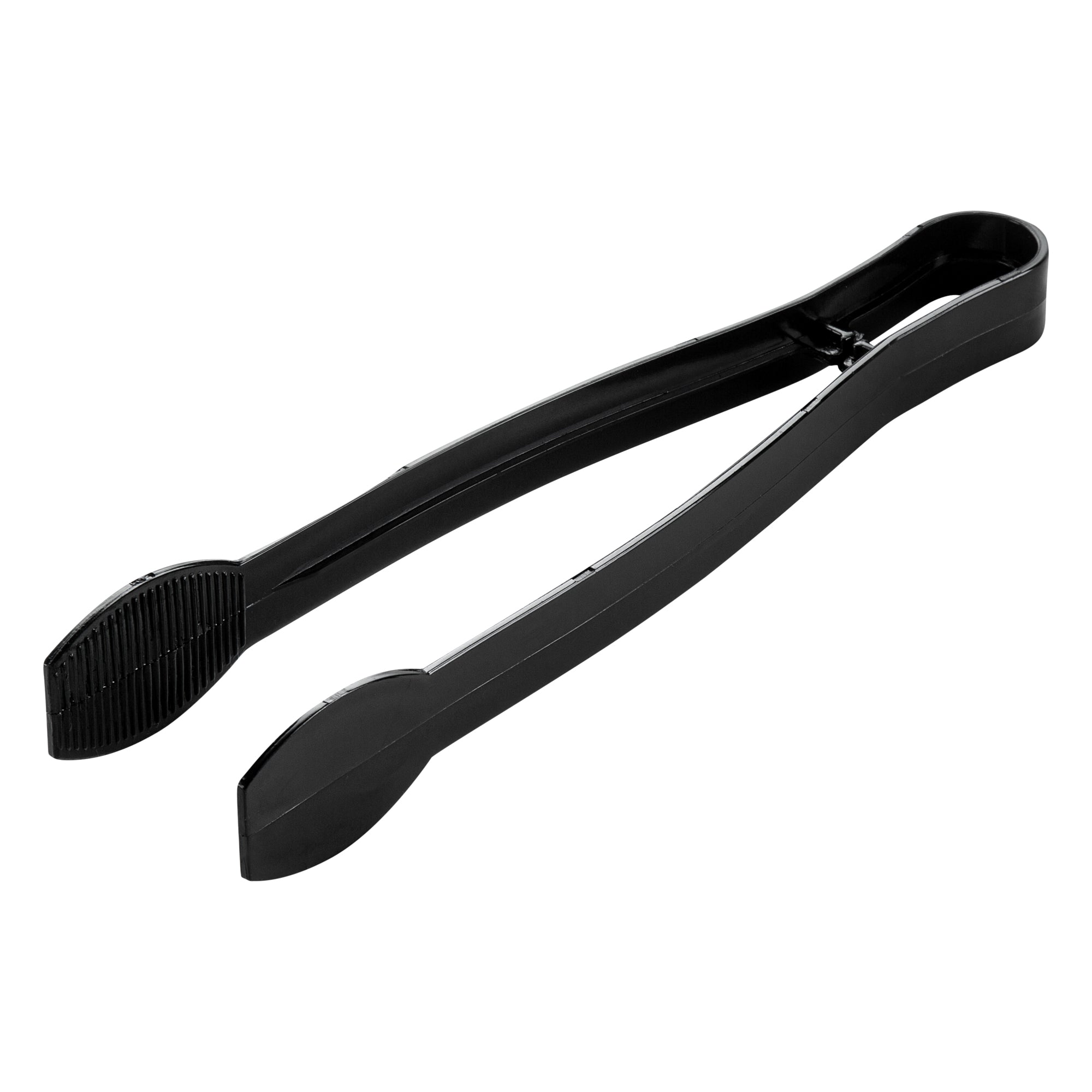 Cater Tek Black Plastic Tongs - Ridged - 9" - 10 count box