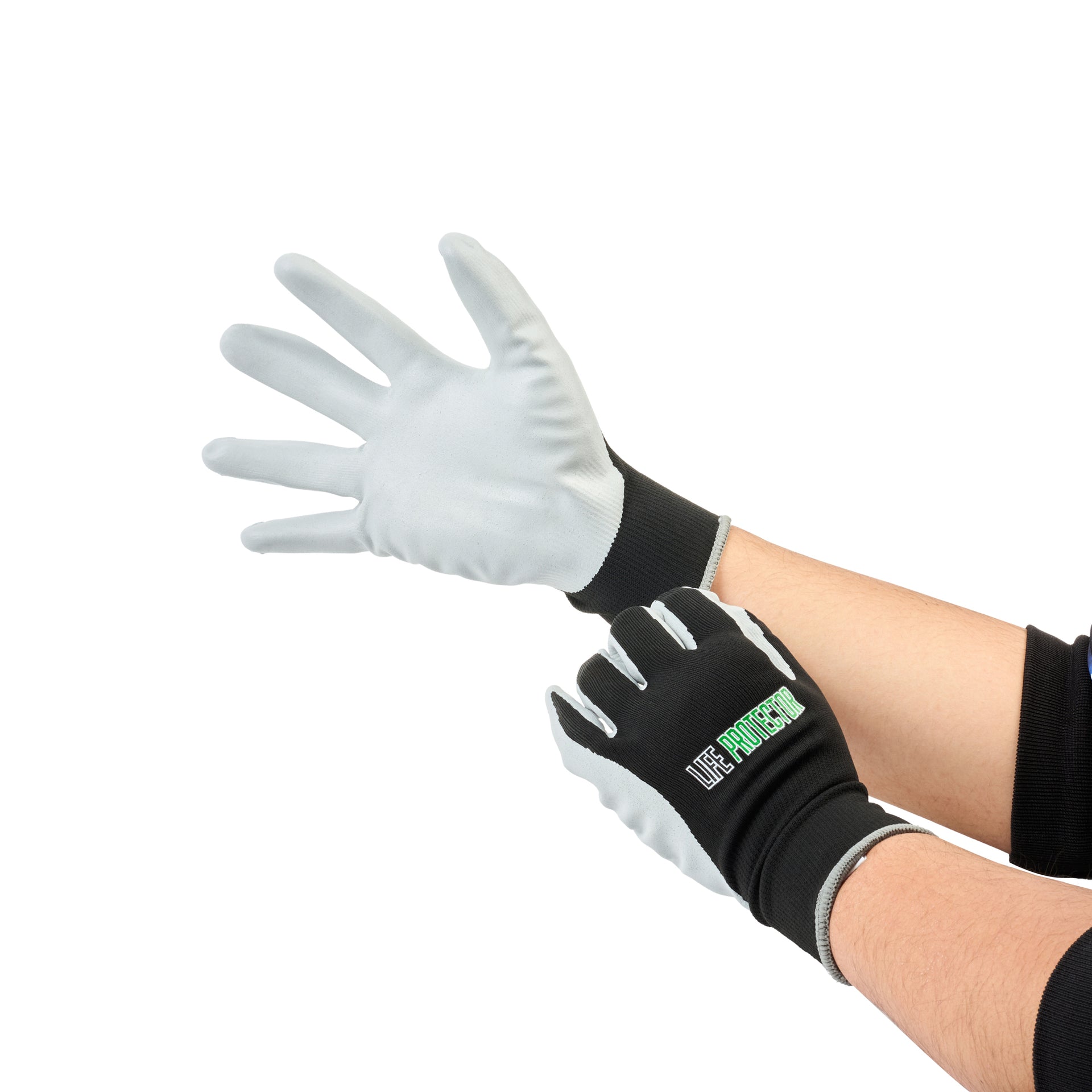 Life Protector Black Nylon Extra Large Work Gloves - with Foam Nitrile Palm Coating - Pair - 10 count box