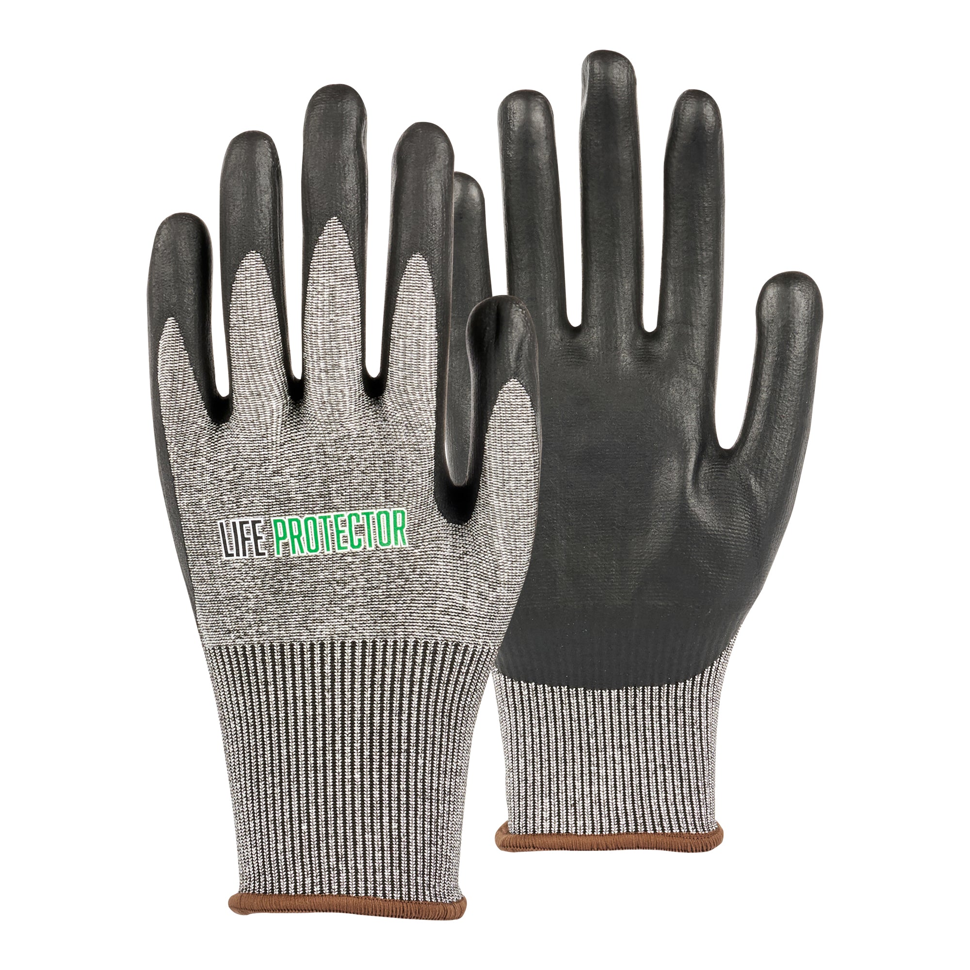 Life Protector Gray HPPE Polyester / Spandex Large Work Gloves - Ultra-Thin Foam Nitrile Palm Coating, Cut-Resistant - Pair - 10 count box