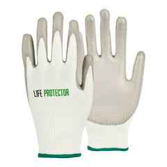 Life Protector White HPPE Polyester / Spandex Small Work Gloves - with Polyurethane Palm Coating, Cut-Resistant - Pair - 1 count box