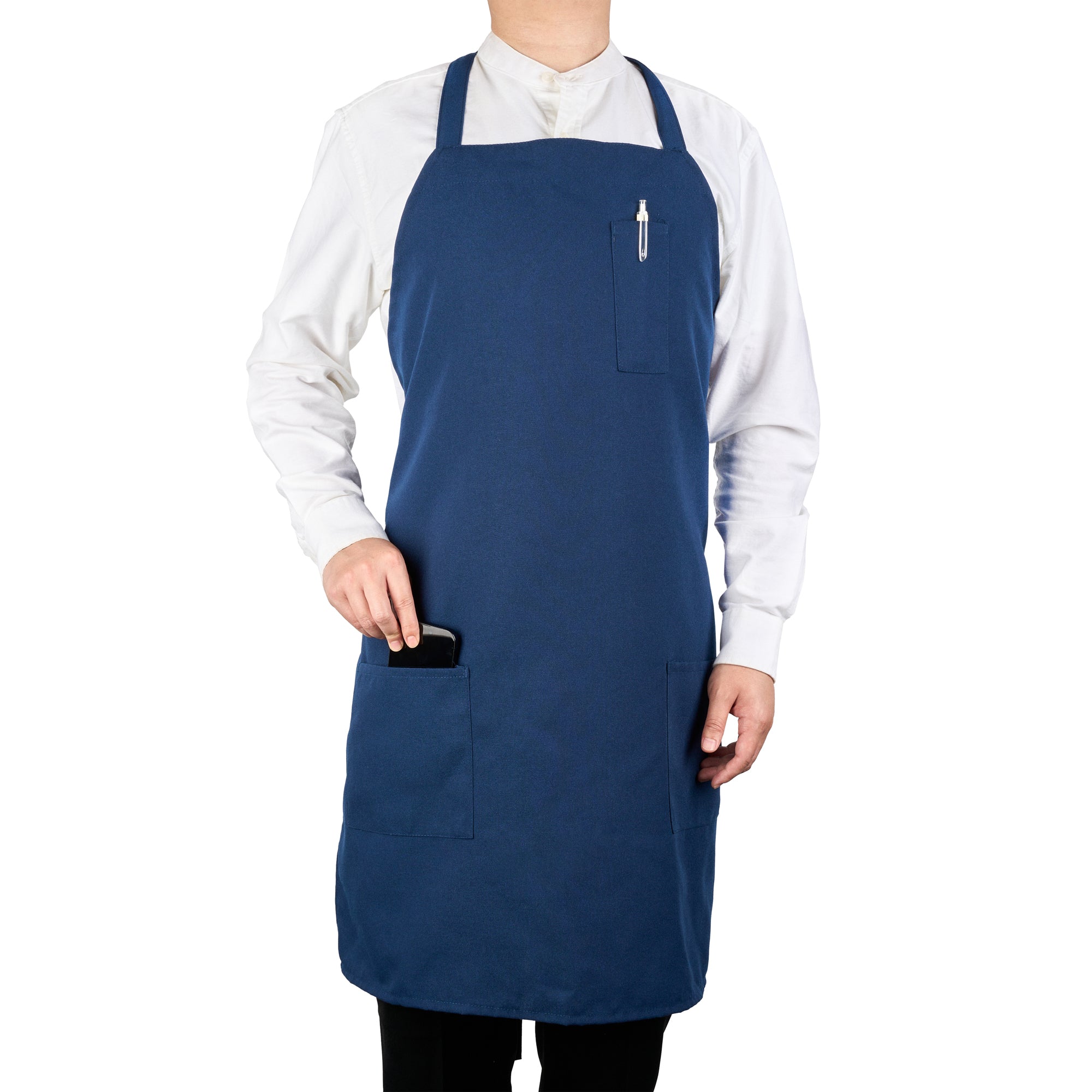 Chef 101 Blue Standard Bib Apron - with 3 Pockets - 32 1/2'' x 27 1/2'' - 1 count box