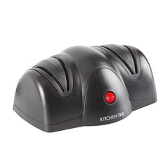 Kitchen Tek Black Plastic 2 Stage Electric Knife Sharpener - for Straight Edge Knives, 120V - 7 1/2'' x 5 3/4'' x 3 3/4'' - 1 count box