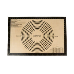 Pastry Tek Rectangle Tan and Black Silicone Full Size Baking Mat - with Measurement Markings, Ultra Durable - 15 3/4