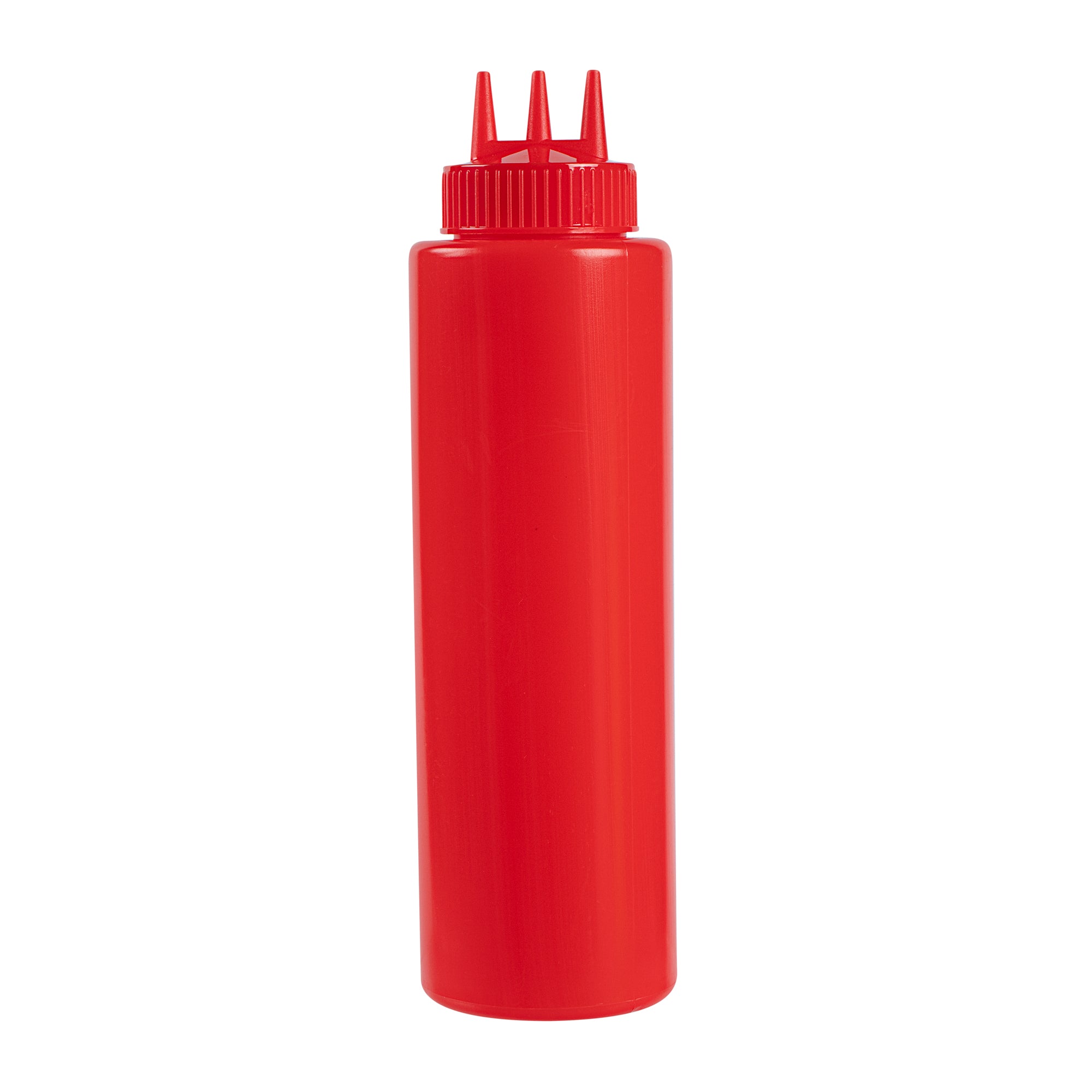 32 oz Red Plastic Ketchup Squeeze Bottle - with Triple Dispersion Tip - 6 count box