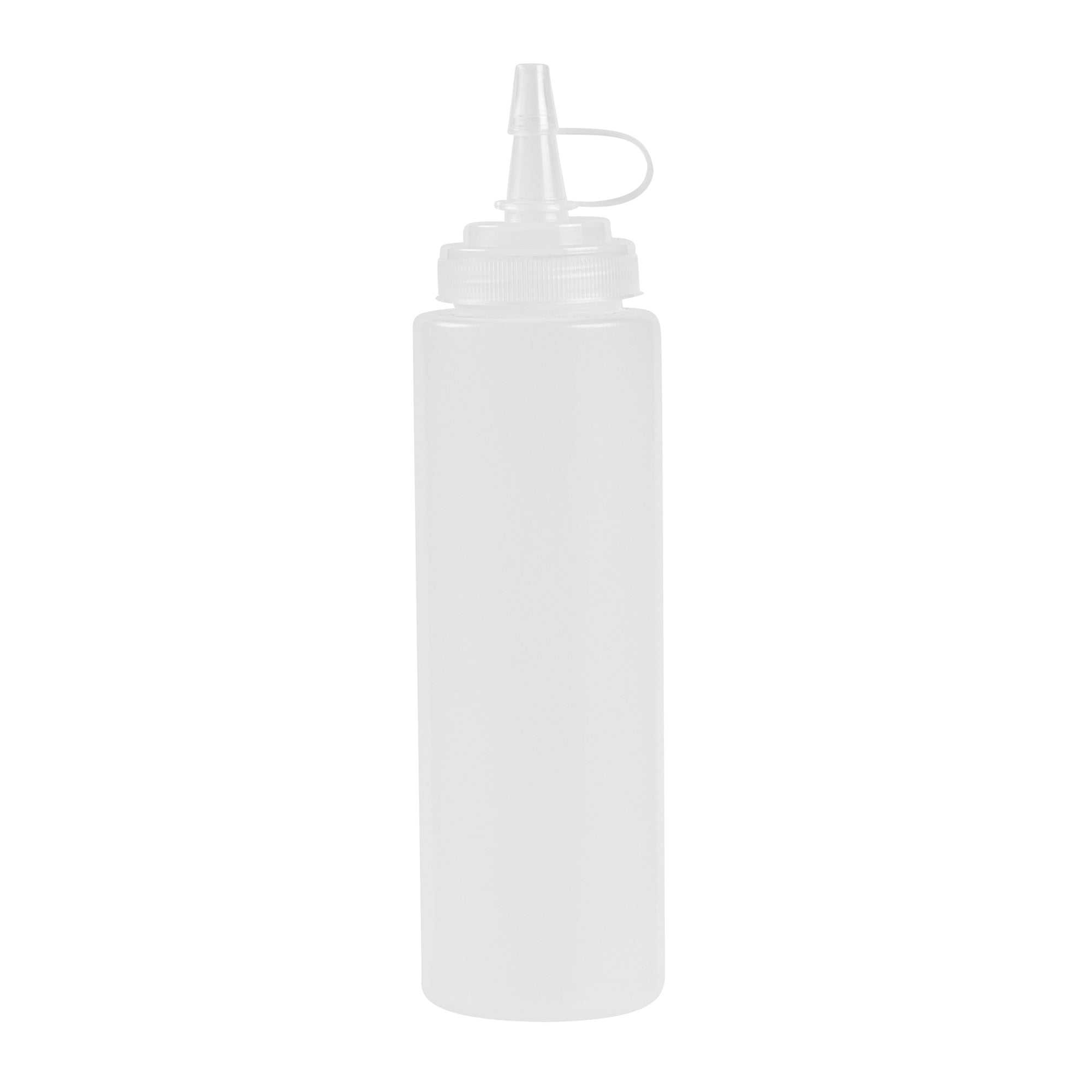 Sauce Tek 8 oz Clear Plastic Squeeze Bottle - with Cap, Wide Mouth - 2" x 2" x 7 1/4" - 1 count box