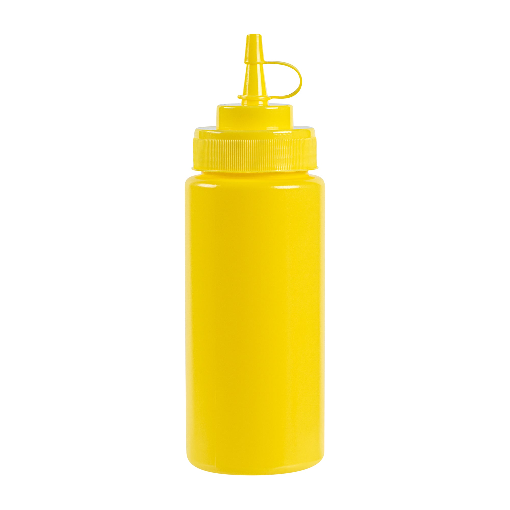 Sauce Tek 16 oz Yellow Plastic Squeeze Bottle - with Cap, Wide Mouth - 2 1/2" x 2 1/2" x 7 3/4" - 1 count box