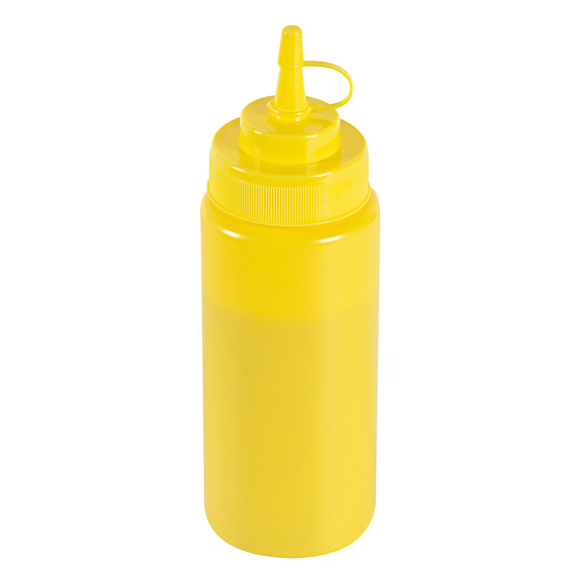 Sauce Tek 16 oz Yellow Plastic Squeeze Bottle - with Cap, Wide Mouth - 2 1/2" x 2 1/2" x 7 3/4" - 1 count box