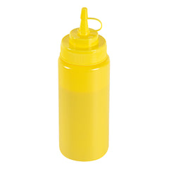 Sauce Tek 16 oz Yellow Plastic Squeeze Bottle - with Cap, Wide Mouth - 2 1/2