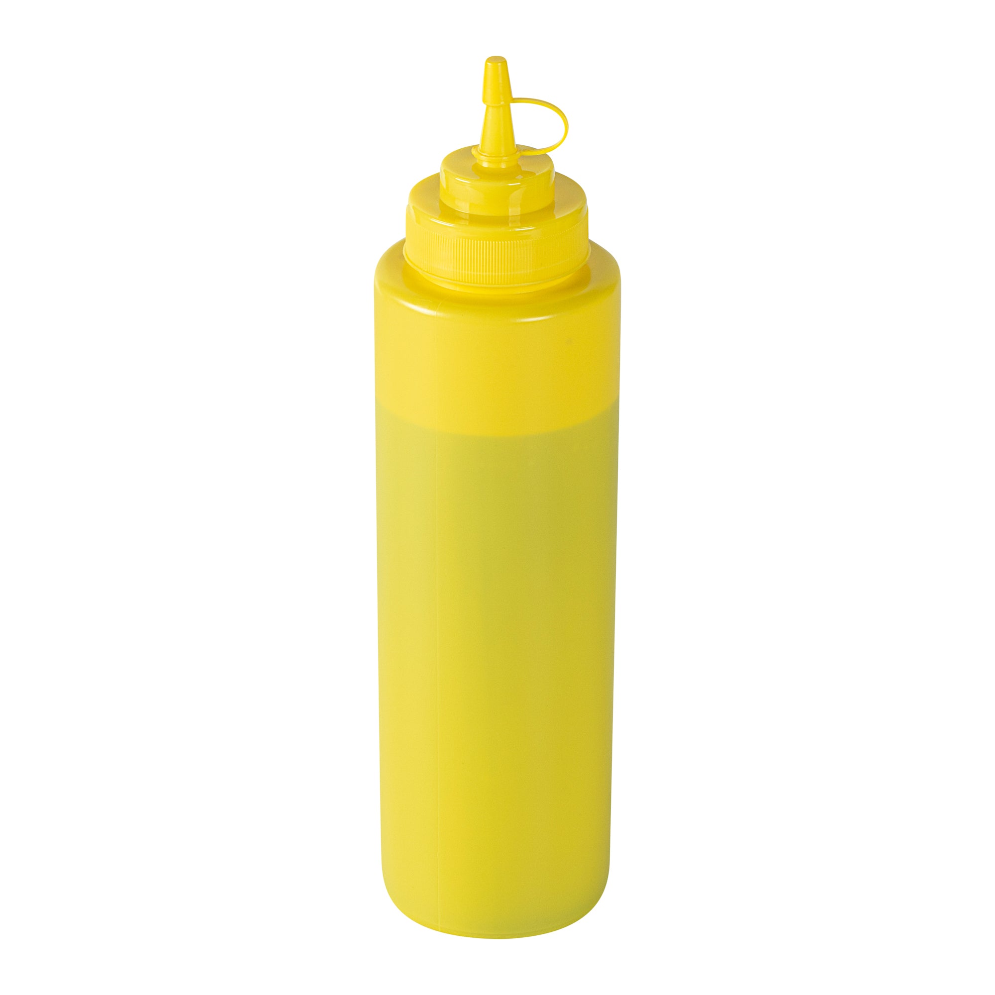 Sauce Tek 32 oz Yellow Plastic Squeeze Bottle - with Cap, Wide Mouth - 3" x 3" x 11 1/2" - 1 count box