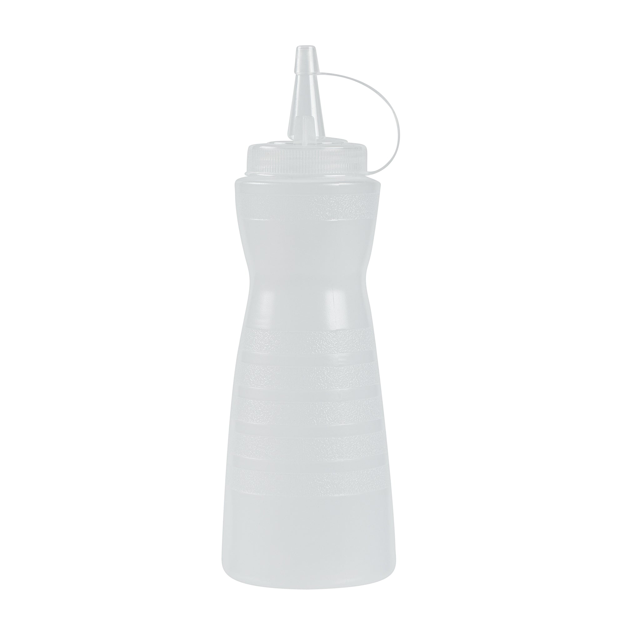 Sauce Tek 12 oz Clear Plastic Squeeze Bottle - with Cap - 2 1/4" x 2 1/4" x 7 3/4" - 1 count box