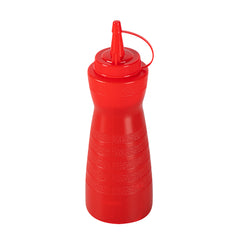 Sauce Tek 16 oz Red Plastic Squeeze Bottle - with Cap - 2 3/4