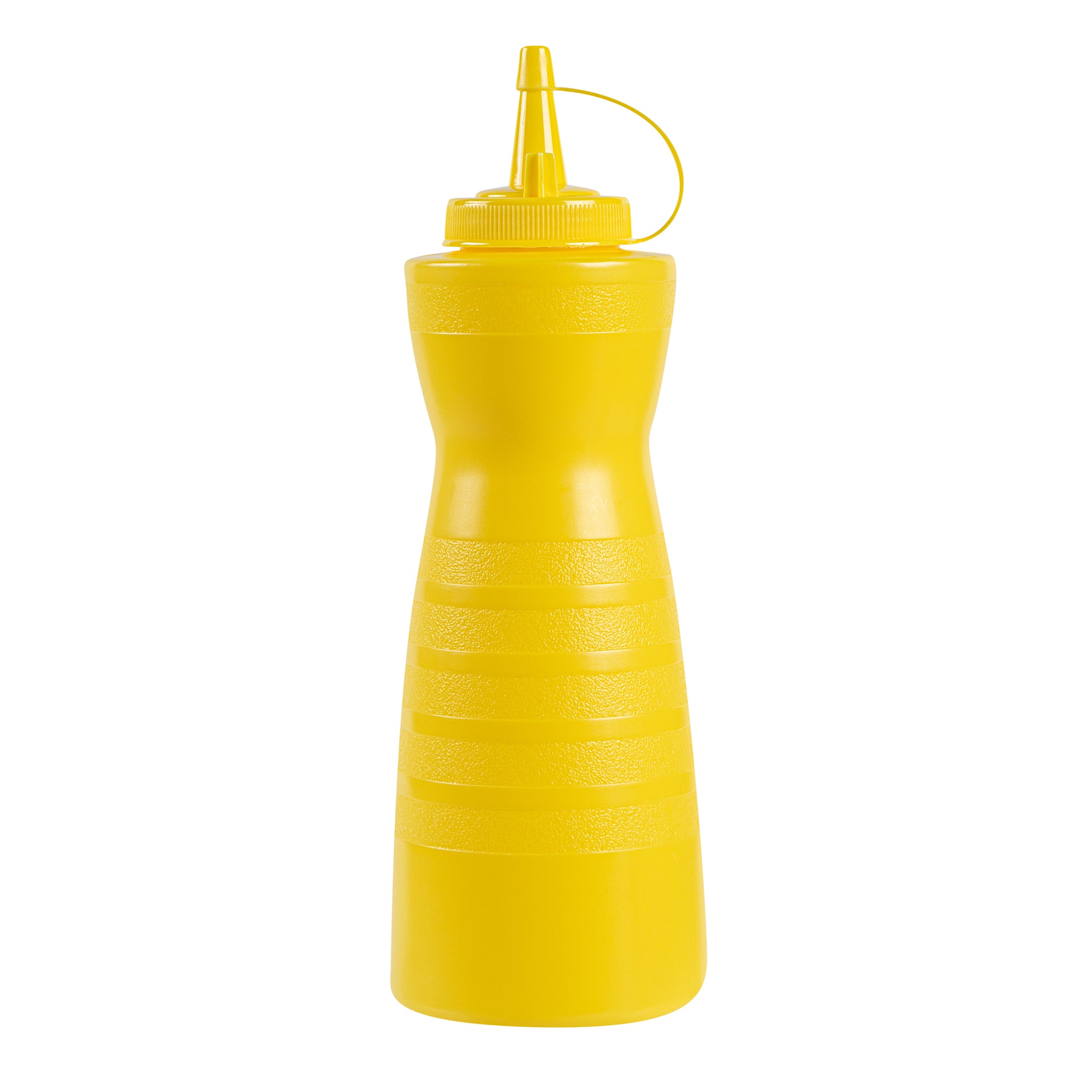 Sauce Tek 24 oz Yellow Plastic Squeeze Bottle - with Cap - 2 3/4" x 2 3/4" x 10 1/4" - 1 count box