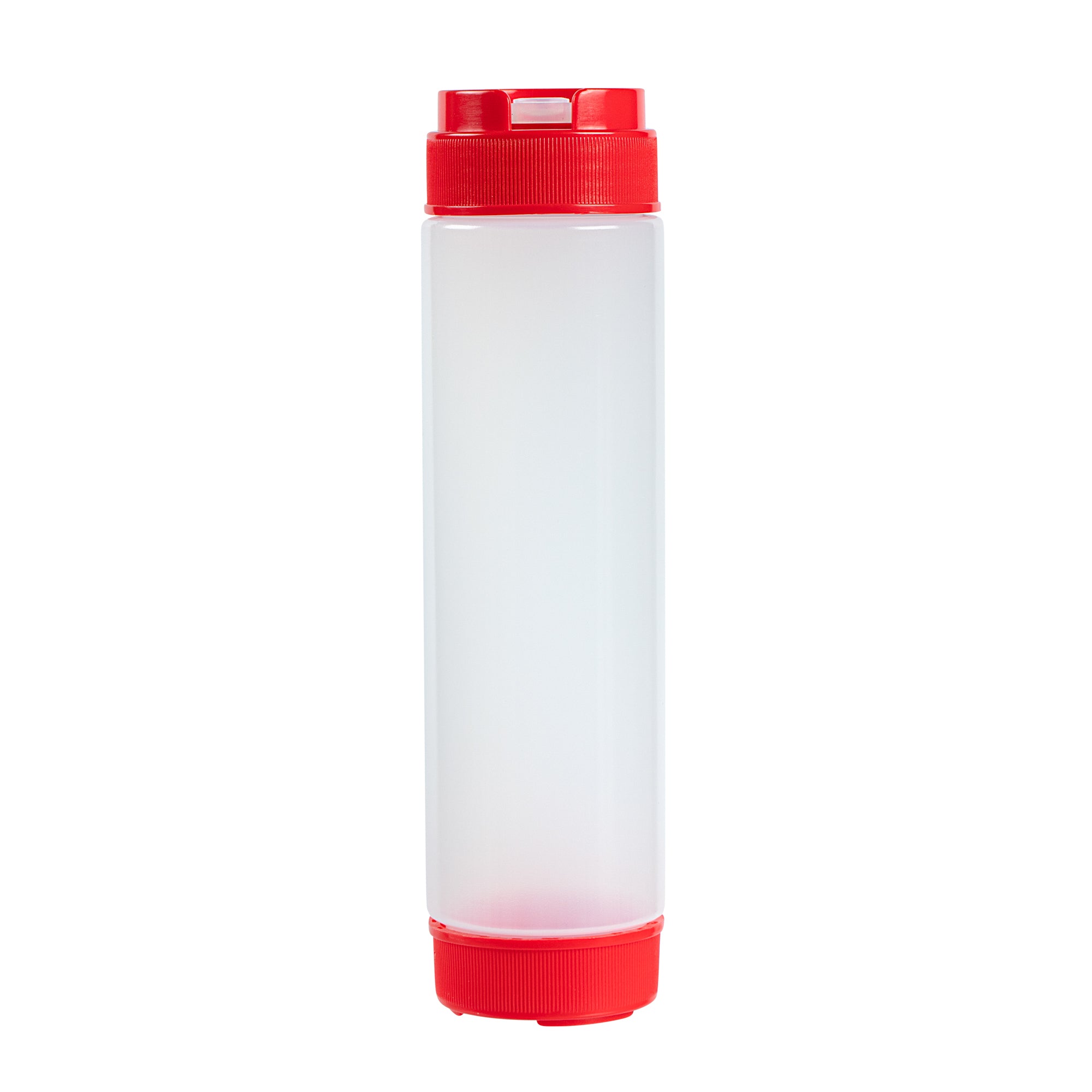First In First Out 16 oz Red Plastic Squeeze Bottle - Inverted, Refill & Dispensing Lid - 2 1/4" x 2 1/4" x 8 3/4" - 1 count box