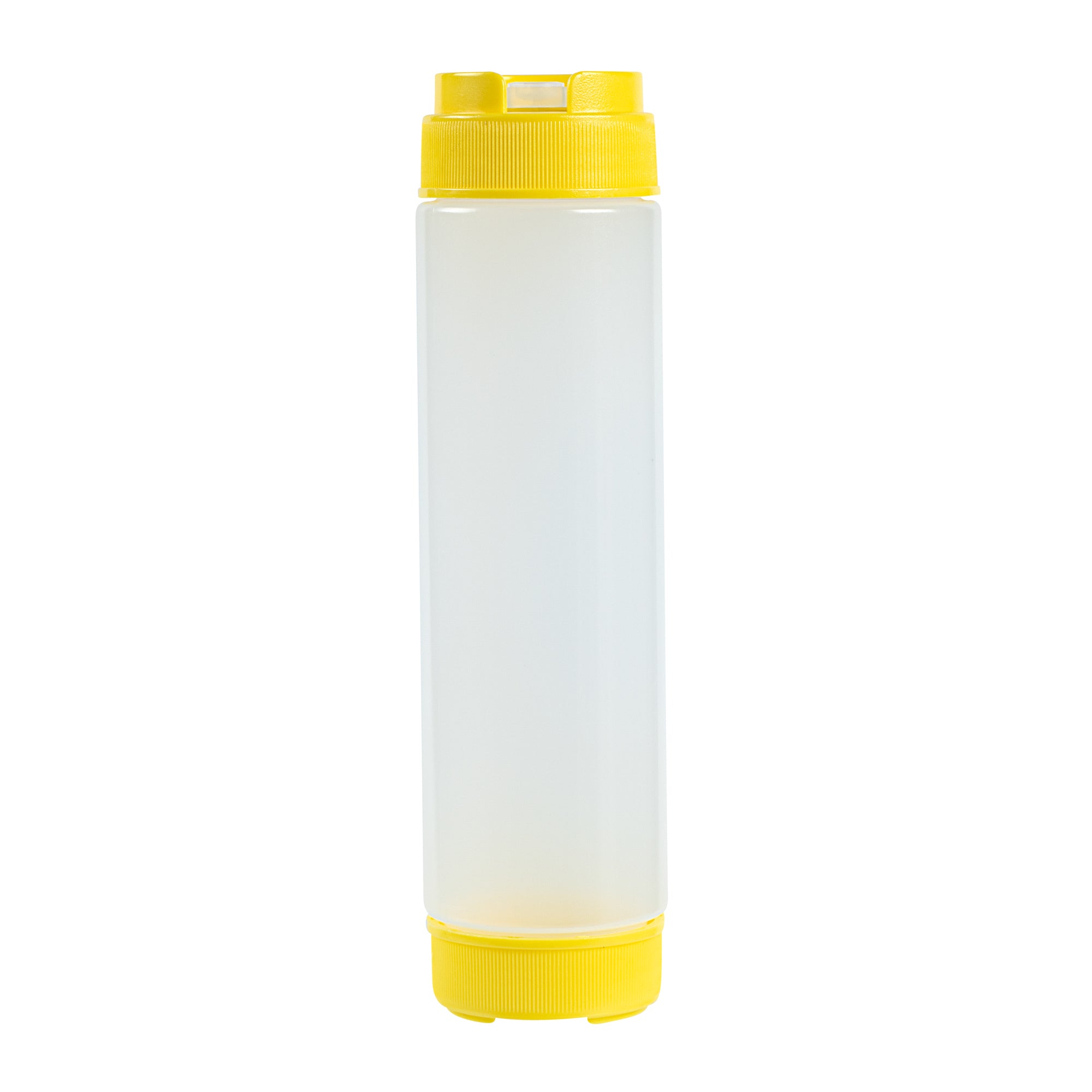 First In First Out 16 oz Round Yellow Plastic Squeeze Bottle - Inverted, Refill & Dispensing Lid - 2 1/4" x 2 1/4" x 8 3/4" - 1 count box