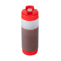 First In First Out 20 oz Red Plastic Squeeze Bottle - Inverted, Refill & Dispensing Lid - 2 3/4