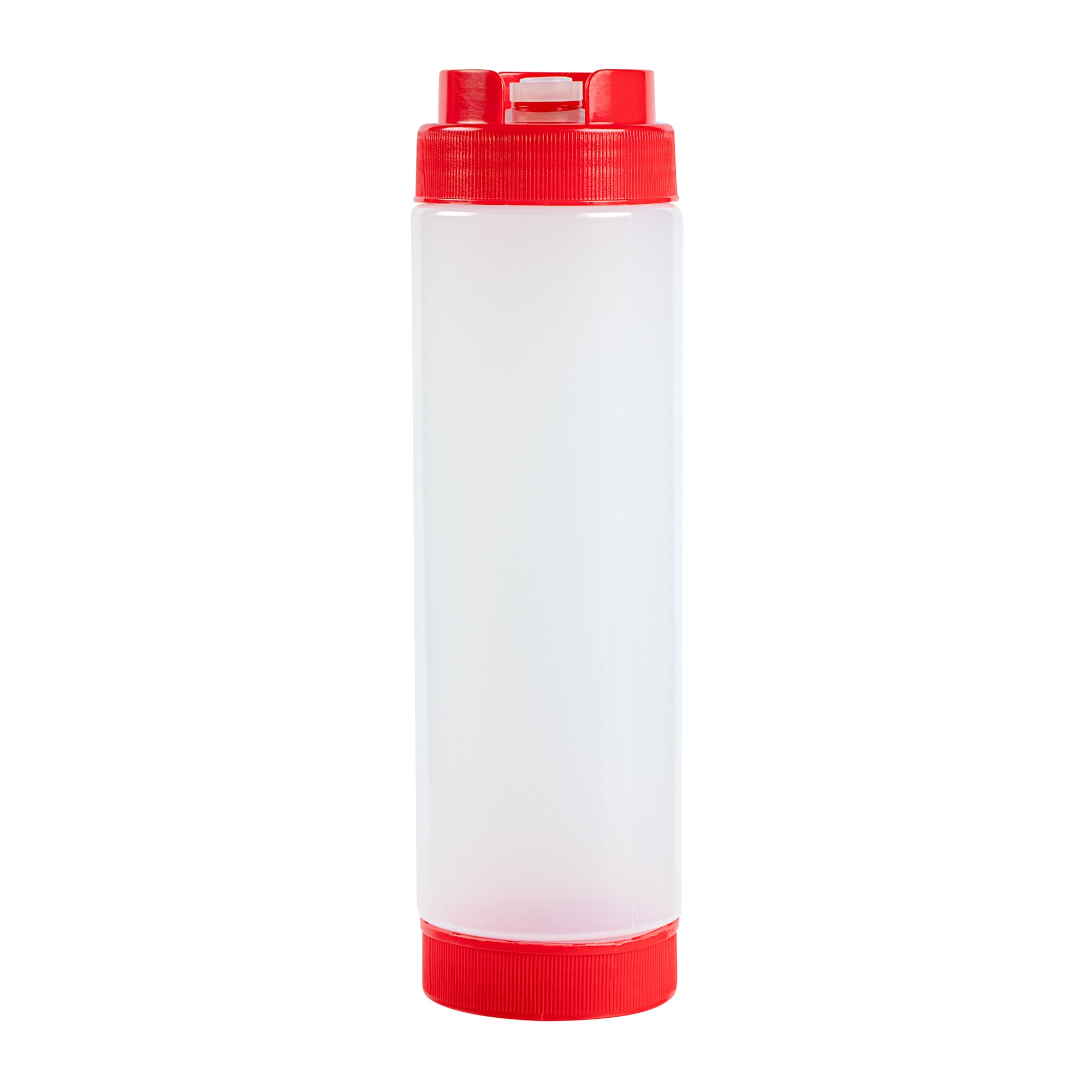 First In First Out 24 oz Red Plastic Squeeze Bottle - Inverted, Refill & Dispensing Lid - 2 3/4" x 2 3/4" x 9 1/4" - 1 count box