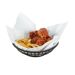 Chef 101 Round Black Plastic Fast Food Serving Basket - 7 3/4