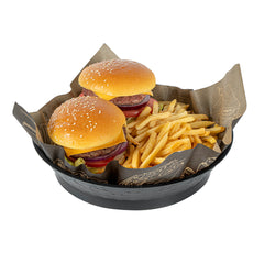 Chef 101 Round Black Plastic Diner Platter - with Base - 10 1/2