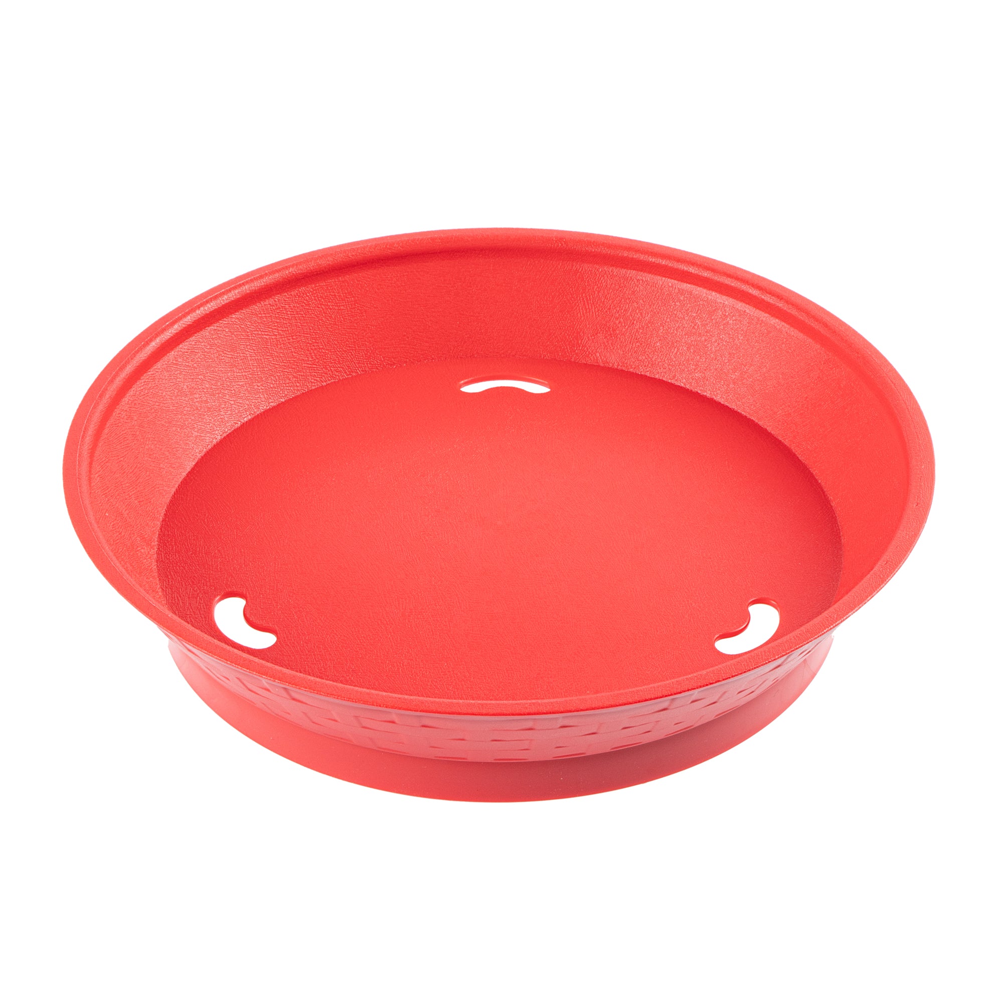 Chef 101 Round Red Plastic Diner Platter - with Base - 10 1/2" x 10 1/2" x 2 1/4" - 10 count box