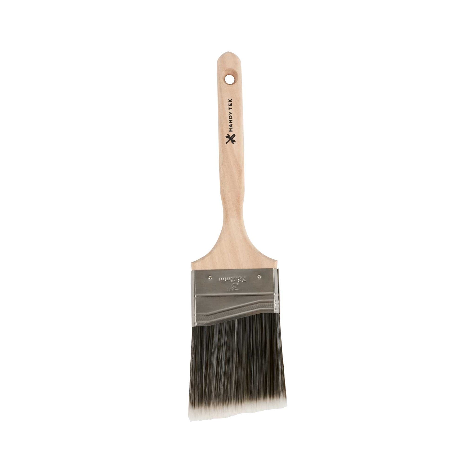 Handy Tek Synthetic Polyester Paint Brush - Angled, Long Handle - 3" - 48 count box