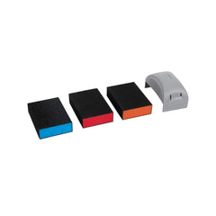 Handy Tek Assorted Grit Sanding Sponge Set - 4-Piece, Flat Edges, with Handle - 4 1/4