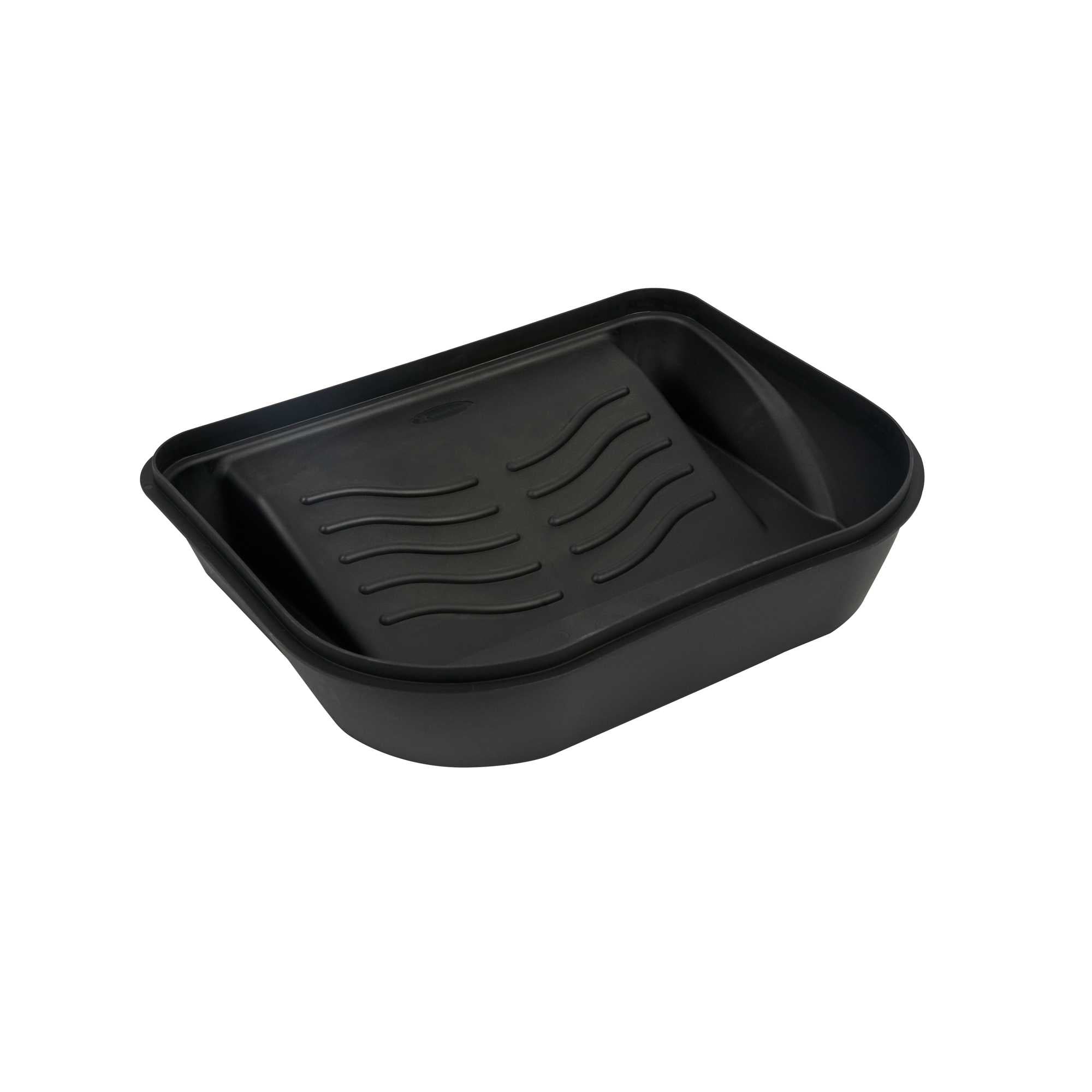 Handy Tek 5 qt Black Plastic Paint Tray / Pail Lid - Fits 3.5 gal Paint Pail - 14 3/4" x 12" x 3" - 24 count box
