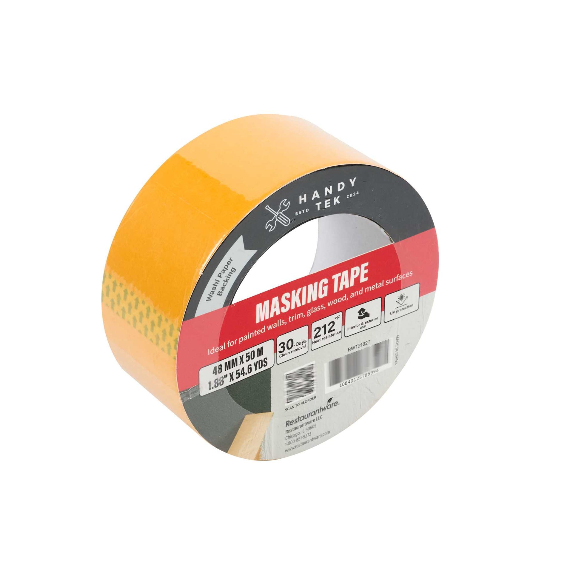 Handy Tek Orange Rice Paper Masking Tape Roll - 2" x 54 yds - 1 count box