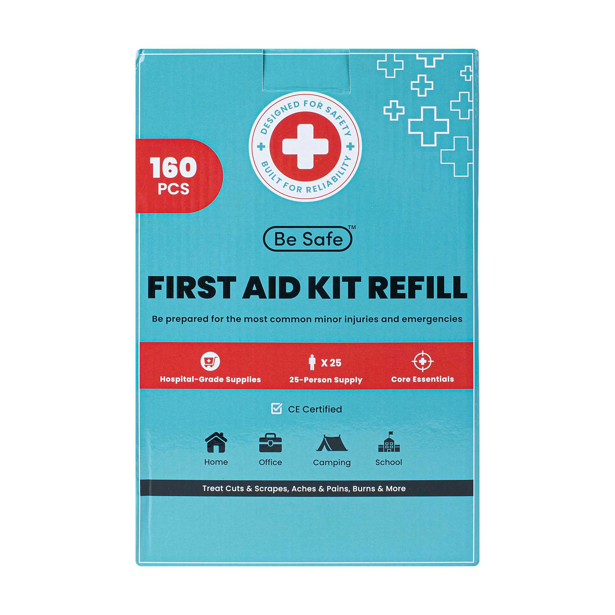 Be Safe 25-Person First Aid Kit Refill - 160 Piece - 1 count box