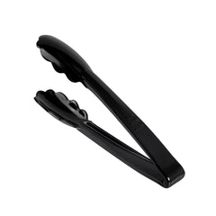 Cater Tek Black Heavy-Duty Disposable Plastic Tongs - Scalloped - 7 1/2