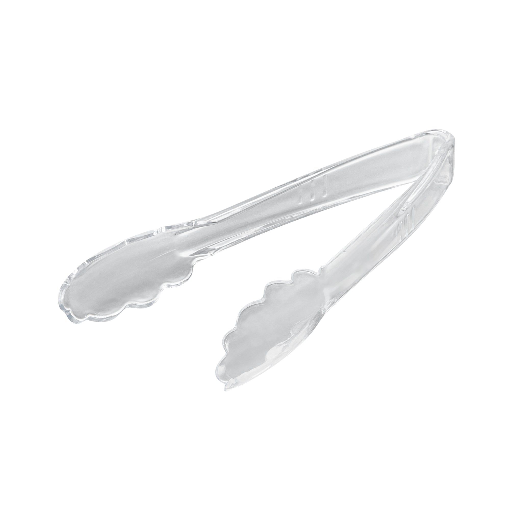 Cater Tek Clear Heavy-Duty Disposable Plastic Tongs - Scalloped - 7 1/2" - 10 count box