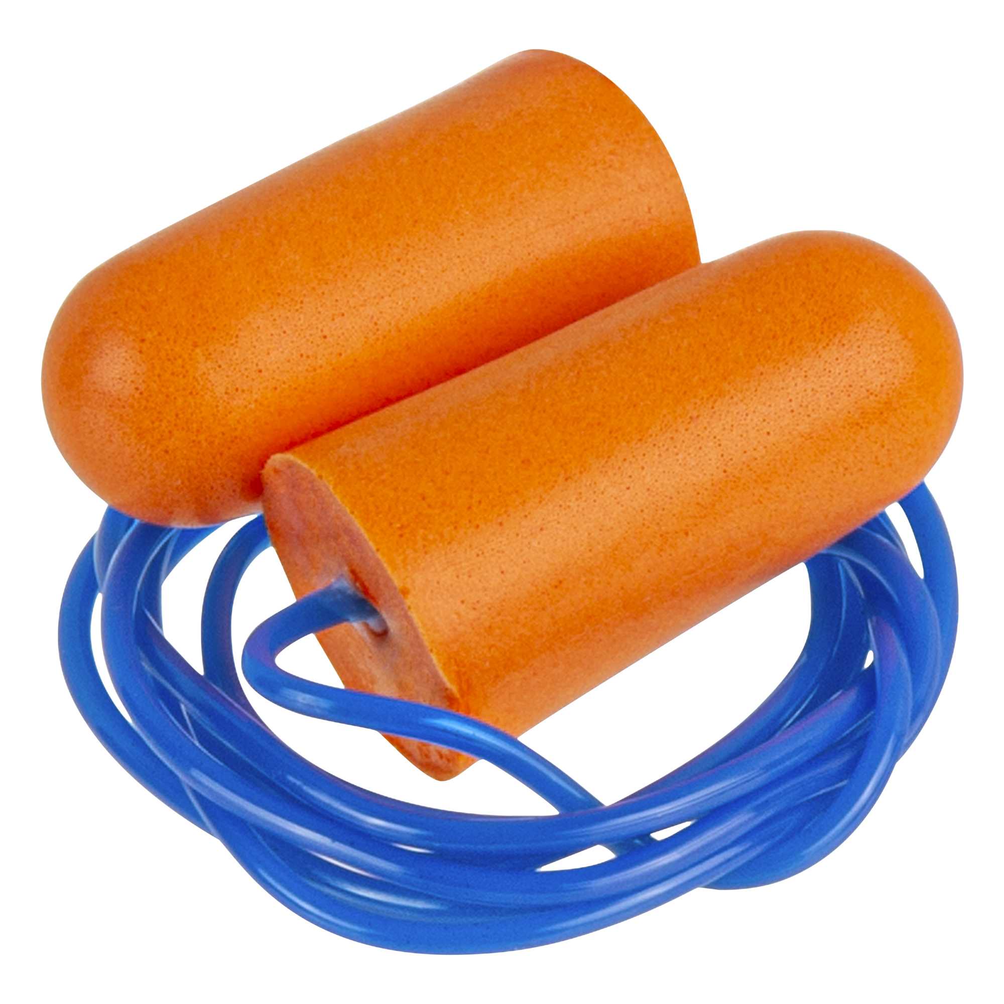 Be Safe Orange and Blue Corded Foam Earplugs - 10 pairs