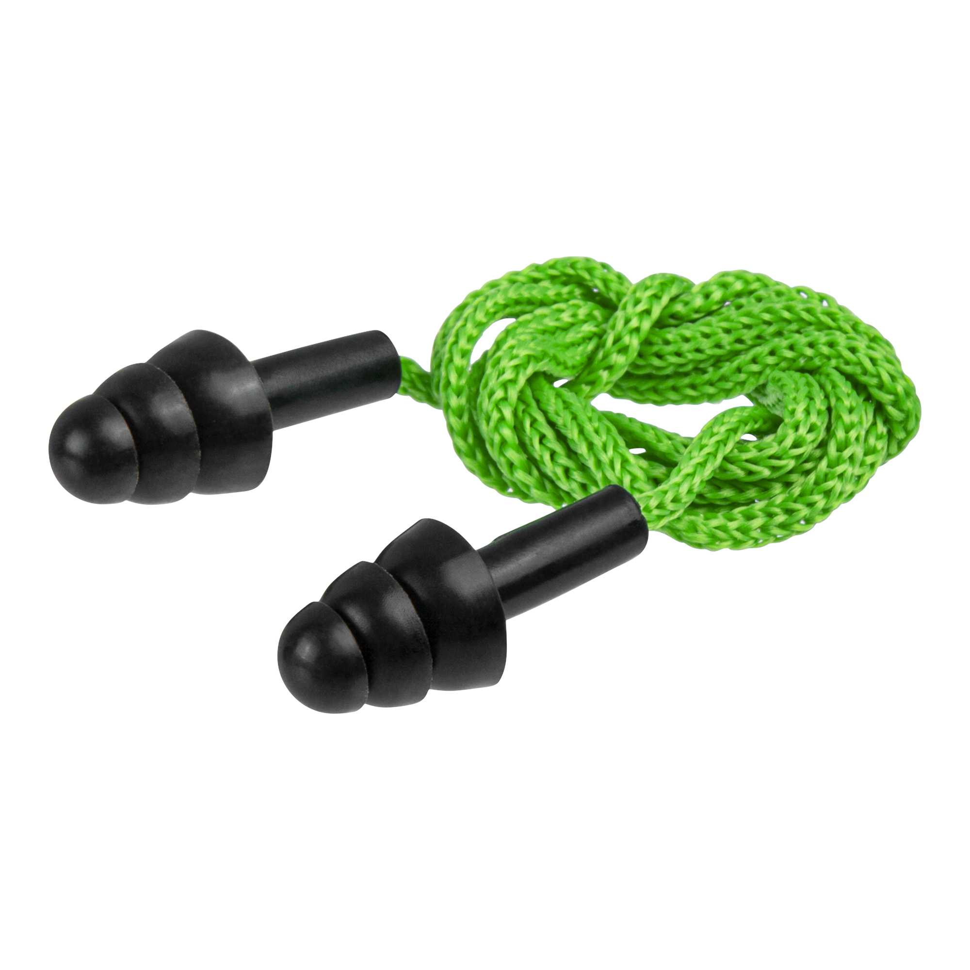Be Safe Black and Green Silicone Corded Earplugs - 200 pairs
