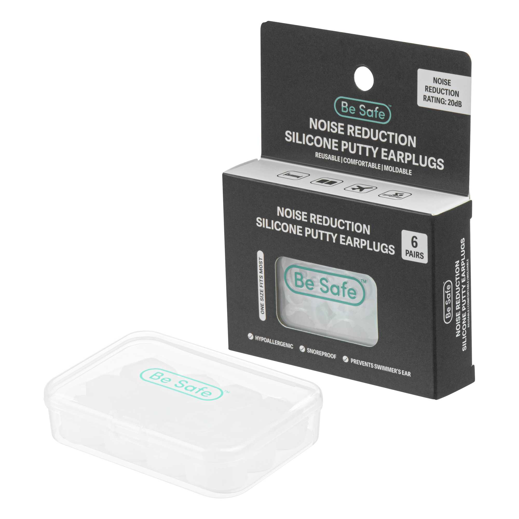 Be Safe Silicone Soft Moldable Putty Earplugs - 6 pairs