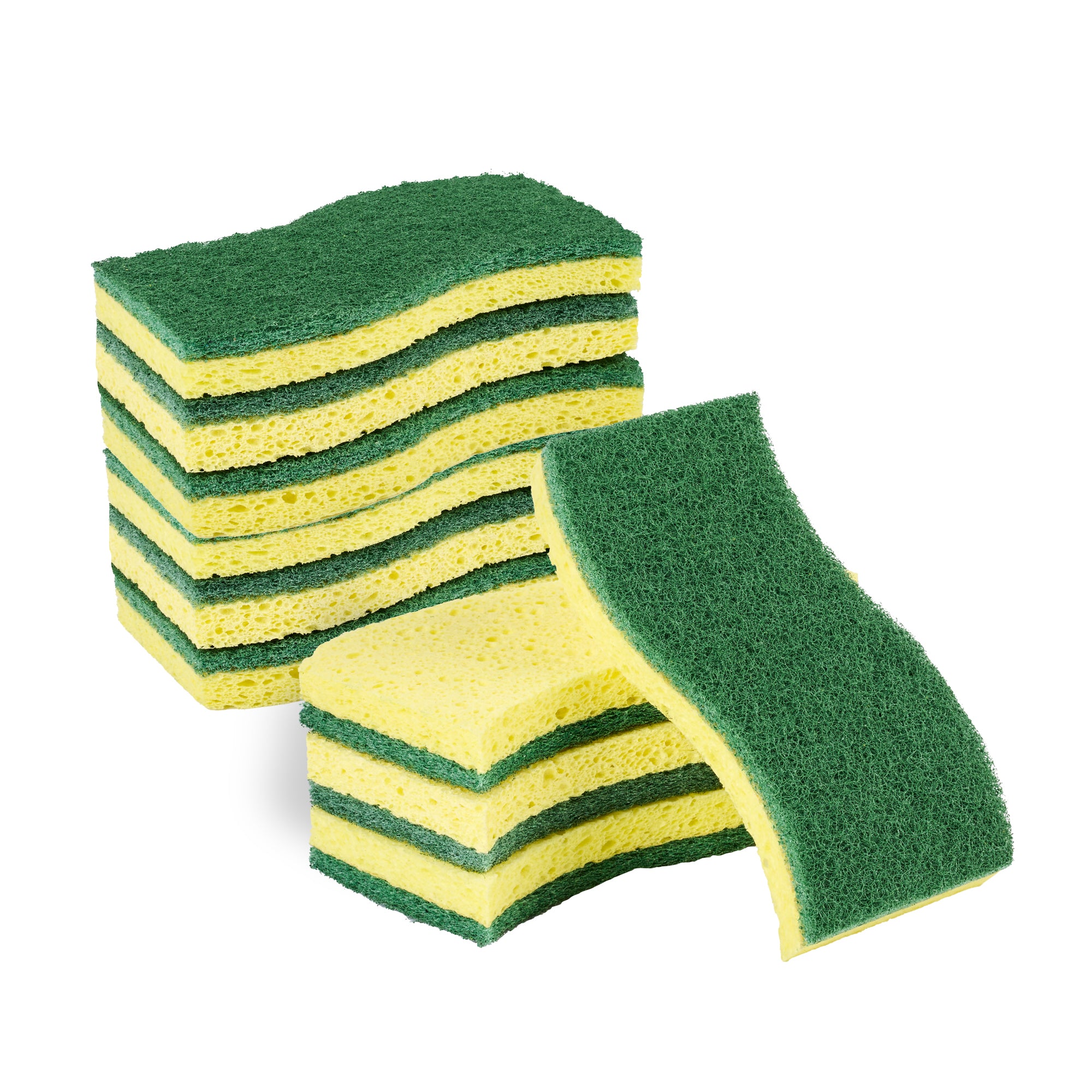 Clean Tek Professional Yellow Cellulose Sponge / Green Heavy-Duty Scouring Pad Combo - 6" x 3 1/2" x 3/4" - 60 count box
