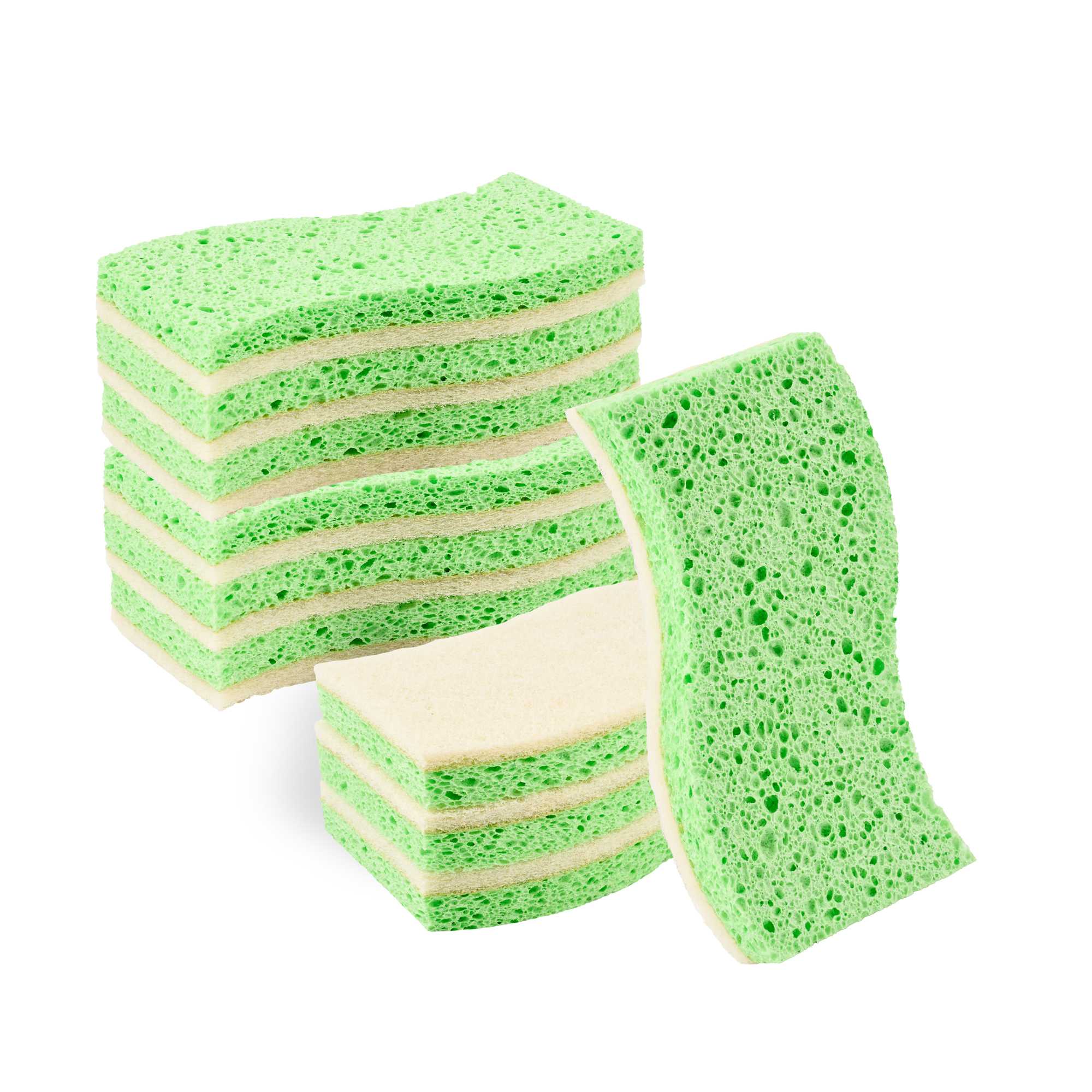 Clean Tek Professional Green Cellulose Sponge / White Light-Duty Scouring Pad Combo - 6" x 3 1/2" x 3/4" - 3 count box