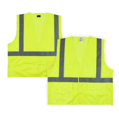 Be Safe Type R Class 2 Lime L/XL High Visibility Mesh Safety Vest - Hook/Loop Closure, Reflective Tape - 20 count box