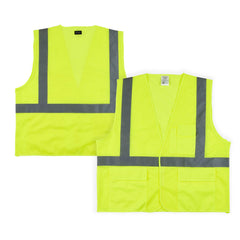 Be Safe Type R Class 2 Lime 2XL/3XL High Visibility Mesh Safety Vest - Hook/Loop Closure, Reflective Tape - 20 count box