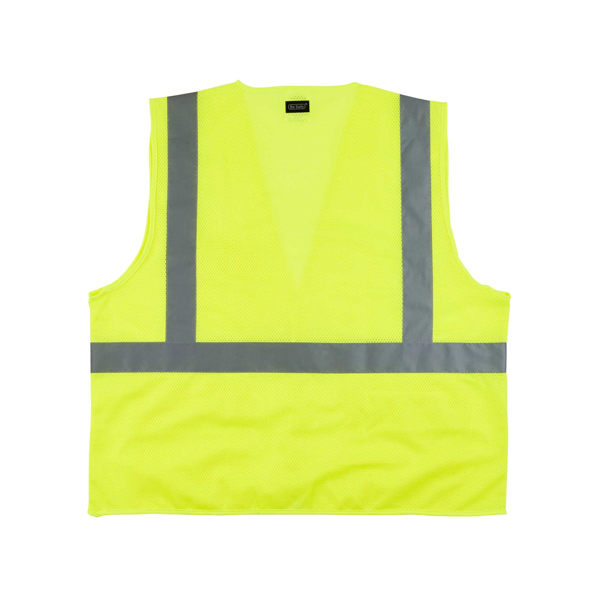 Be Safe Type R Class 2 Lime 4XL/5XL High Visibility Mesh Safety Vest - Hook/Loop Closure, Reflective Tape - 1 count box