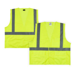 Be Safe Type R Class 2 Lime 4XL/5XL High Visibility Mesh Safety Vest - Hook/Loop Closure, Reflective Tape - 1 count box