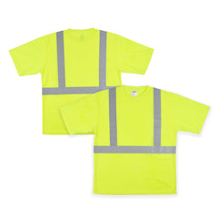Be Safe Type R Class 2 Lime M High Visibility Mesh Safety Shirt - Short Sleeve, Reflective Tape - 1 count box