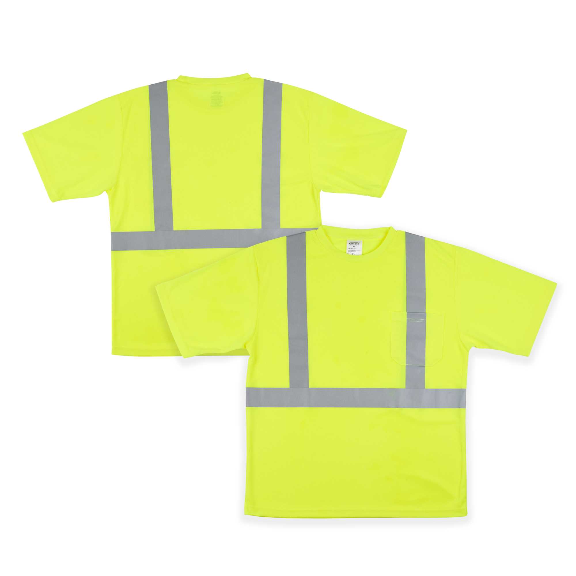 Be Safe Type R Class 2 Lime XL High Visibility Mesh Safety Shirt - Short Sleeve, Reflective Tape - 20 count box