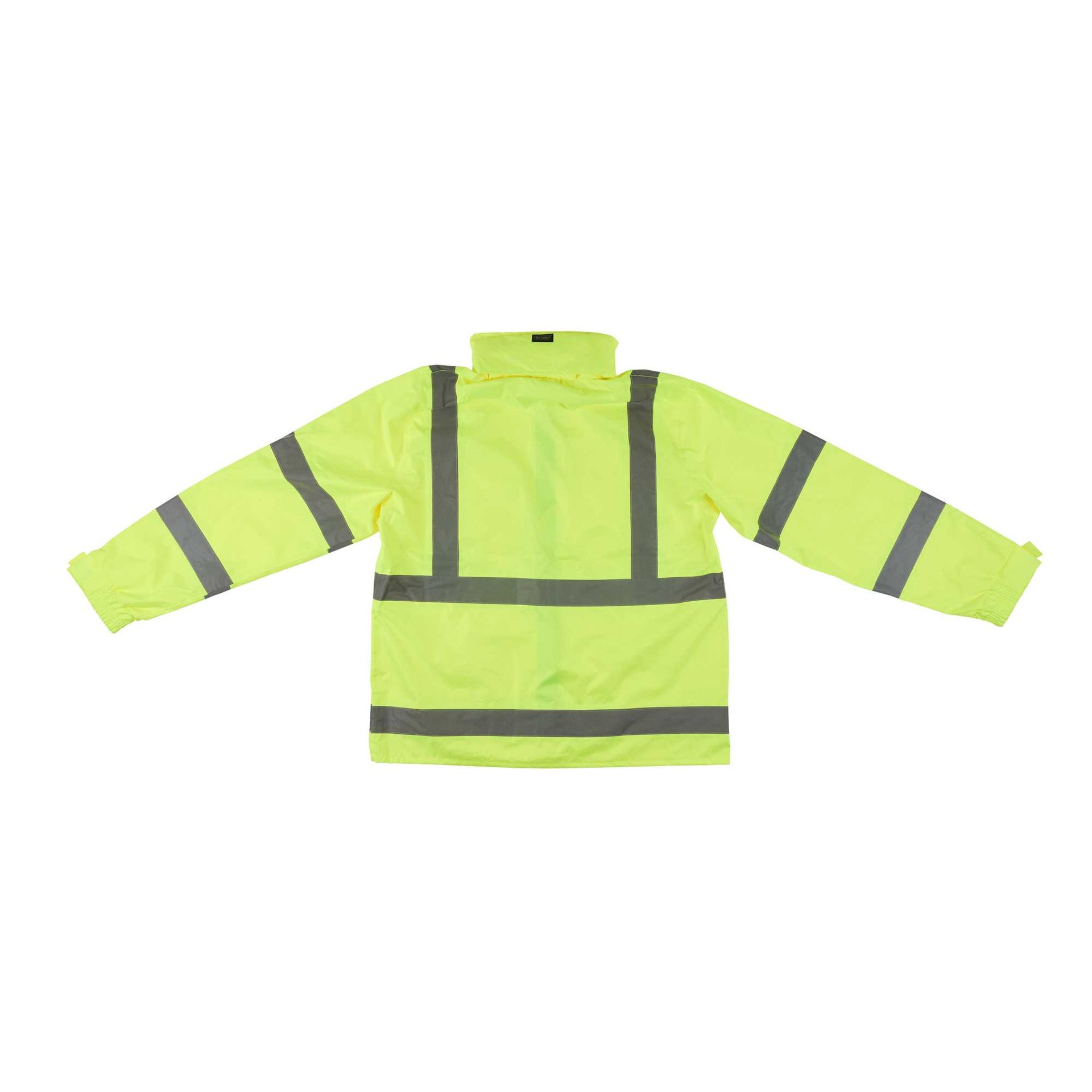 Be Safe Type R Class 3 Lime M High Visibility Lightweight Rain Jacket - Zipper Closure, Reflective Tape - 1 count box