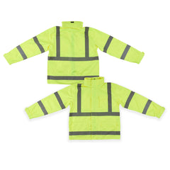 Be Safe Type R Class 3 Lime XL High Visibility Lightweight Rain Jacket - Zipper Closure, Reflective Tape - 20 count box