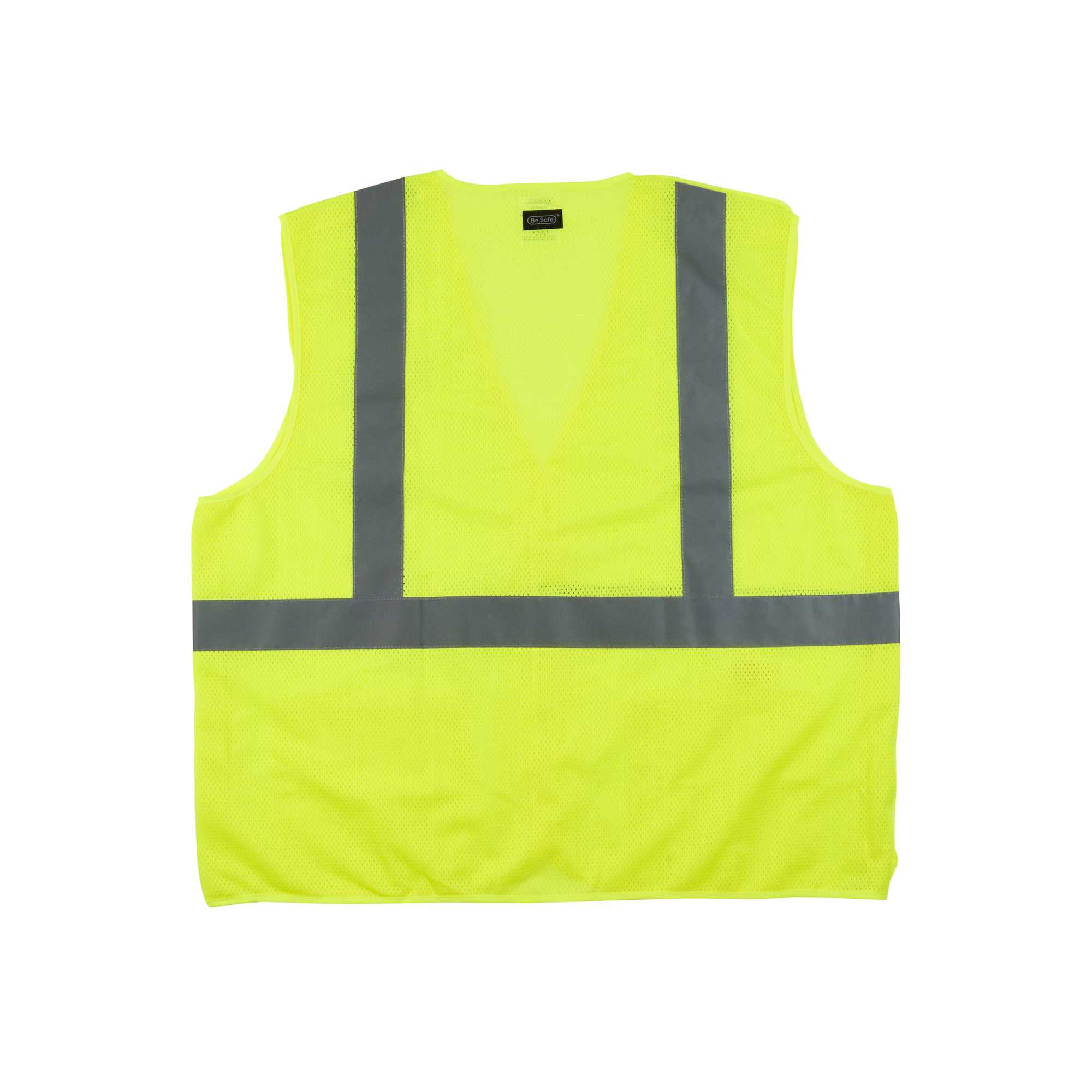 Be Safe Type R Class 2 Lime 2XL/3XL High Visibility 5-Point Breakaway Mesh Safety Vest - Hook/Loop Closure, Reflective Tape - 1 count box
